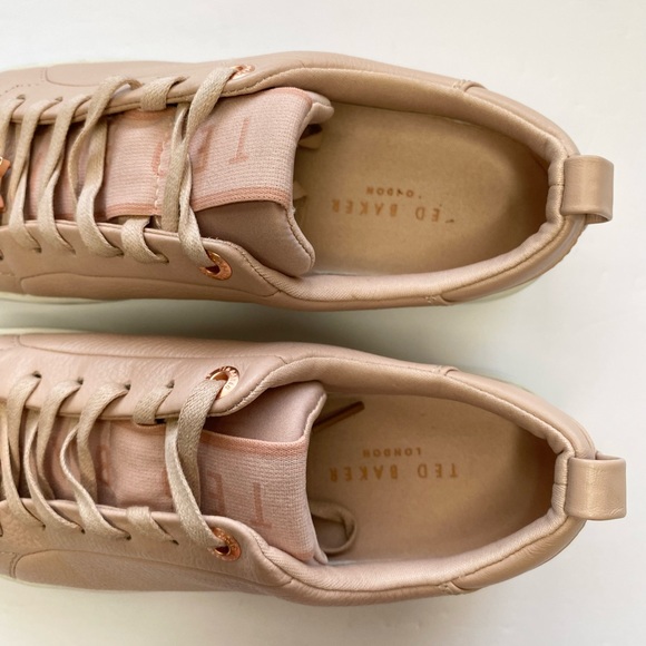 Ted Baker Women's Tedah Branded Leather Trainers - Pink EU 36.5/ US6 - Picture 5 of 11
